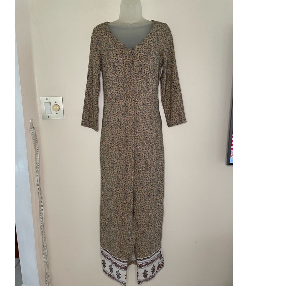 long casual maxi Tinic dress with long sleeves S floral print